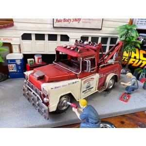 アメリカンレッカー車　ブリキオブジェ　Mサイズ　（レッドルーフ）　■ アメリカン雑貨 アメリカ雑貨