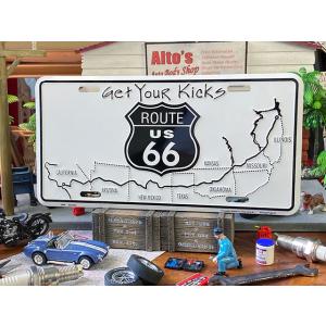ルート66　ライセンスプレート　（ロードマップ/Get　Your　Kicks）　■　アメリカン雑貨　...