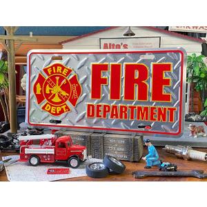 ファイヤーデパートメント　ライセンスプレート　（鉄板柄）　■　アメリカン雑貨　アメリカ雑貨