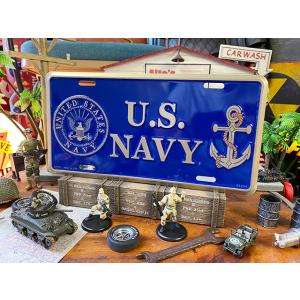 U.S.ネイビー　ミリタリーライセンスプレート　（ダブルエンブレム）　■　アメリカン雑貨　アメリカ雑...