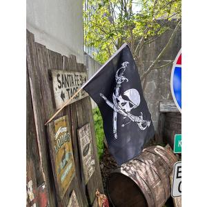 海賊旗　スティックフラッグ　Lサイズ　（クロスソード）　■　アメリカン雑貨　アメリカ雑貨