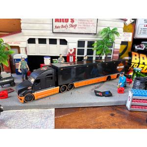 マイスト　ハーレーダビッドソン　コンボイトレーラー　ミニカー　1/64スケール　（ブラック＆オレンジ...
