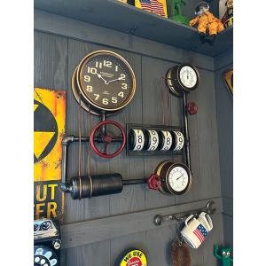 スチームパンク　ウォールクロック　（ダイヤル）　壁掛け時計/温度計/湿度計