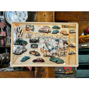 世界の名車＆クラシックカー　3Dメタルサイン（クラシックビートル・コレクション） ■ アメリカン雑貨...
