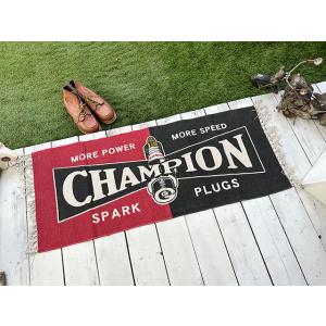 チャンピオン　コットンマット　120cmロングサイズ　（レッド×ブラック）　■　アメリカン雑貨　アメ...