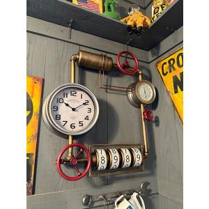 スチームパンク　ウォールクロック　（ダイヤル/ホワイト）　壁掛け時計/温度計/湿度計　■　アメリカ雑...