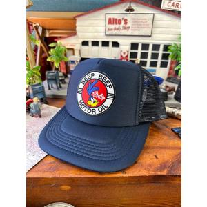 ロードランナー　メッシュキャップ　（BEEP BEEP MOTOR OIL）　帽子色＝ネイビー　■　...