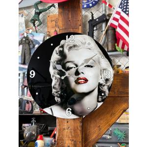 マリリン・モンロー　ガラスウォールクロック ■ アメリカン雑貨 アメリカ雑貨 壁掛け時計 掛け時計
