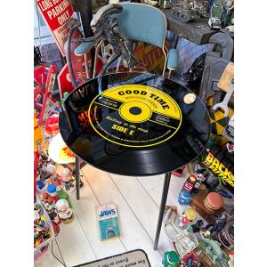 LPレコード　ガラステーブル　（イエロー）　■　アメリカン雑貨　アメリカ雑貨