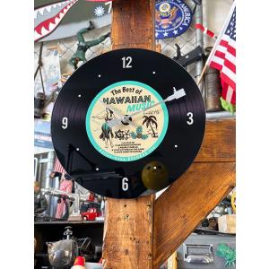 ハワイアン　レコードクロック　（スカイブルー）　■　アメリカン雑貨　アメリカ雑貨　壁掛時計　掛時計