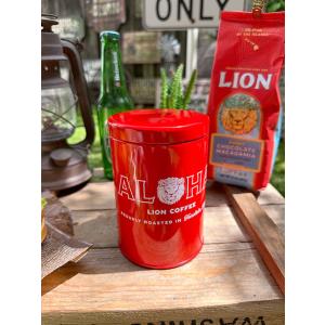 ライオンコーヒー キャニスター 缶 赤 LION COFFEE 250gまで入ります