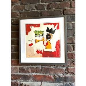 バスキア　アートフレーム　（Trumpet,1984）　ジャン=ミシェル・バスキア　木製額付き　絵画...