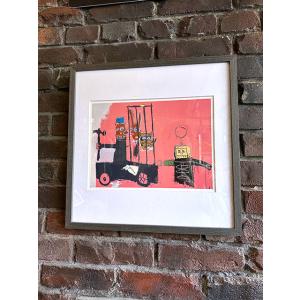 バスキア　アートフレーム　（Molasses,1983）　ジャン=ミシェル・バスキア　木製額付き　絵...