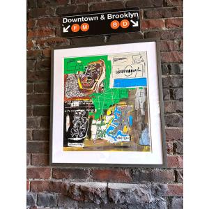 バスキア　アートフレーム　（Sienna,1984）　ジャン=ミシェル・バスキア　木製額付き　絵画ポ...