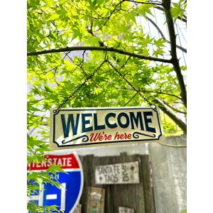 ウェルカム　ハンギングサイン　（WELCOME we're here）　■　アメリカン雑貨　アメリカ...