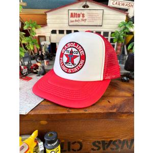 テキサコ　メッシュキャップ　帽子色＝ホワイト×レッド ■ アメリカン雑貨 アメリカ雑貨