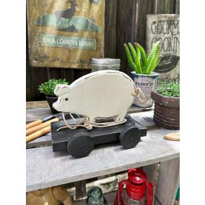 ブタのおもちゃ　木彫り人形　ウッドカービング　ピッグトイ ■ アメリカン雑貨 アメリカ雑貨