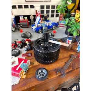 タイヤホイール型スピンアシュトレイ　（ブラック/TYPE　B）　灰皿　■　アメリカン雑貨　アメリカ雑...