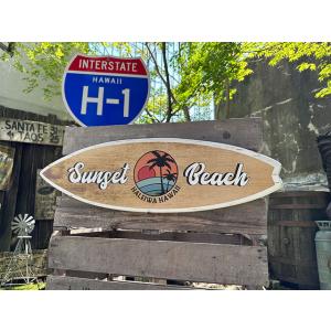 ハワイアン　サーフボードサイン　（サンセットビーチ）　■　アメリカン雑貨　アメリカ雑貨