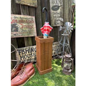 シエル　スクエア　アンブレラスタンド　木製傘立て　（ブラウン）　■　アメリカン雑貨　アメリカ雑貨