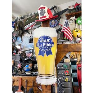 パブスト　ブルーリボン　ビアグラス　ダイカット　エンボスティンサイン　ブリキ看板 ■ アメリカン雑貨...