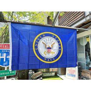U.S.ネイビー　ミリタリーフラッグ　（エンブレム/横型）　■　アメリカン雑貨　アメリカ雑貨