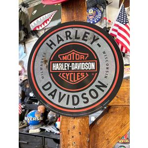 ハーレーダビッドソン　B&amp;S　ヴィンテージ　ラウンド型　エンボスティンサイン　ブリキ看板 ■ アメリ...