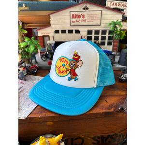 トムとジェリー　メッシュキャップ　（太鼓うちジェリー）　帽子色＝ホワイト×アクア　■　アメリカン雑貨...
