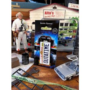 映画　バック・トゥ・ザ・フューチャー　デロリアン　ライセンスプレート　ボトルオープナー　栓抜き