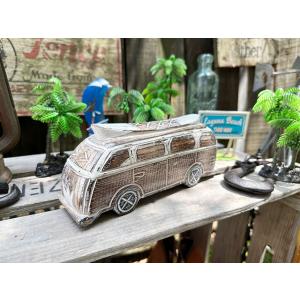 サーフワゴン　ウッドオブジェ　（ナチュラル）　ウッドカービング　木彫り人形　■ アメリカ雑貨 アメリ...