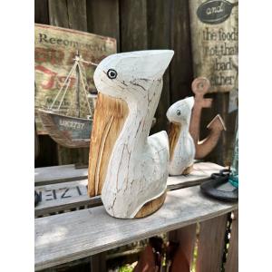 ペリカン　木彫り人形　（Lサイズ）　単品　ウッドカービング　■　アメリカン雑貨　アメリカ雑貨