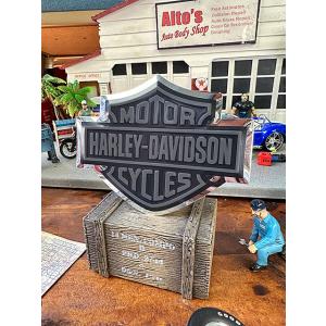 ハーレーダビッドソン　オフィシャルステッカー　曲面対応アルミプレートデカール　（バー＆シールド/ブラ...