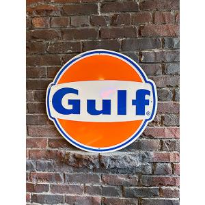 ド迫力！特大サイズ看板　ガルフ　ビッグサイズ　エンボスティンサイン　ブリキ看板 ■ アメリカン雑貨 ...