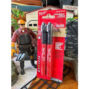 ミルウォーキー　万能油性ペン　ジョブサイトマーカー　ブラック　2本入り　コンクリート　OSB板　ほこ...