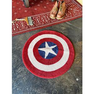 マーベル　キャプテン・アメリカ　シールド　フロアマット　スタリーラウンド　円形マット ■ アメリカン...
