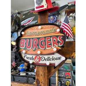 ハンバーガー　ロードサイン型　LEDティンサイン　（ホームメイドバーガー）　看板　■　アメリカン雑貨...