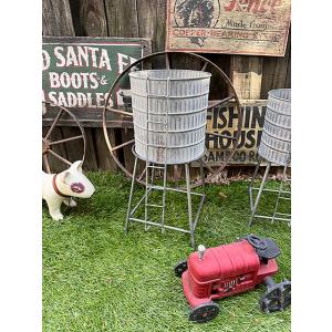 オールドアメリカ　ウォータータンク　給水塔　プランター　（Lサイズ）　ブリキオブジェ　■　アメリカン...