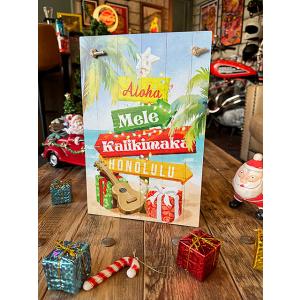 ハワイアンクリスマス　ウッドボード　ハンギングサイン　（インフォメーションサイン）　■　アメリカン雑...