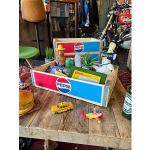 ペプシ　ウッドクレート　ソーダ木箱　（70年代ロゴ）　単品　■　アメリカン雑貨　アメリカ雑貨