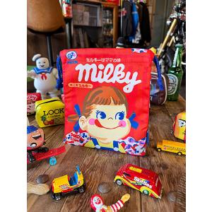 駄菓子屋シリーズ　お菓子のキンチャク袋　（ミルキー）　不二家　オフィシャルグッズ　巾着袋　昭和レトロ