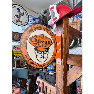 オイルザム　サイド看板　両面プリント　フランジメタルサイン　Oilzum　オイルズム ■ アメリカン...