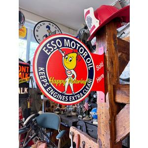 エッソガール　サイド看板　両面プリント　フランジメタルサイン ■ アメリカン雑貨 アメリカ雑貨