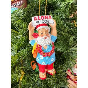 ハワイアン　クリスマスオーナメント　（サンタグリーティング）　■　アメリカン雑貨　アメリカ雑貨