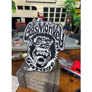 ガスモンキーガレージ　ワッペン　（ロゴ/ホワイト/縦型）　■　アメリカン雑貨　アメリカ雑貨