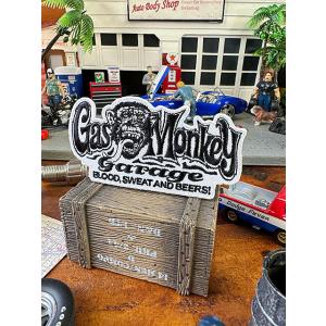 ガスモンキーガレージ　ワッペン　（ロゴ/ホワイト/横型）　■　アメリカン雑貨　アメリカ雑貨