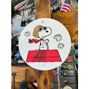ピーナッツ　スヌーピー　フライングエース　ラウンド型　ブリキ看板 ■ アメリカン雑貨 アメリカ雑貨