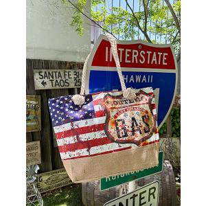 ルート66　ロープ　トートバッグ　（星条旗/GAS） ■ アメリカン雑貨 アメリカ雑貨