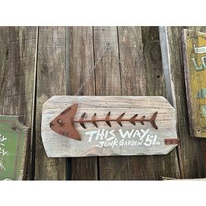 フィッシュ　アロー　ハンギングサイン　ジャンクガーデン　ウッド製 ■ アメリカン雑貨 アメリカ雑貨