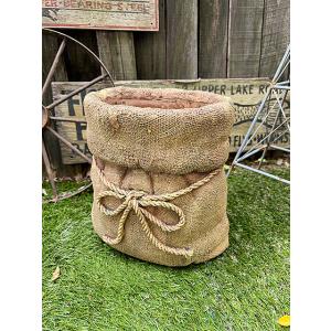 ジュート袋型　プランター　（Sサイズ）　麻袋型　フラワーポット　鉢 ■ アメリカン雑貨 アメリカ雑貨