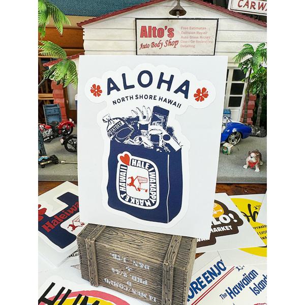 ハレイワ　ハッピーマーケット　ステッカー　Lサイズ　（紙袋/2401D） ■ アメリカン雑貨 アメリ...